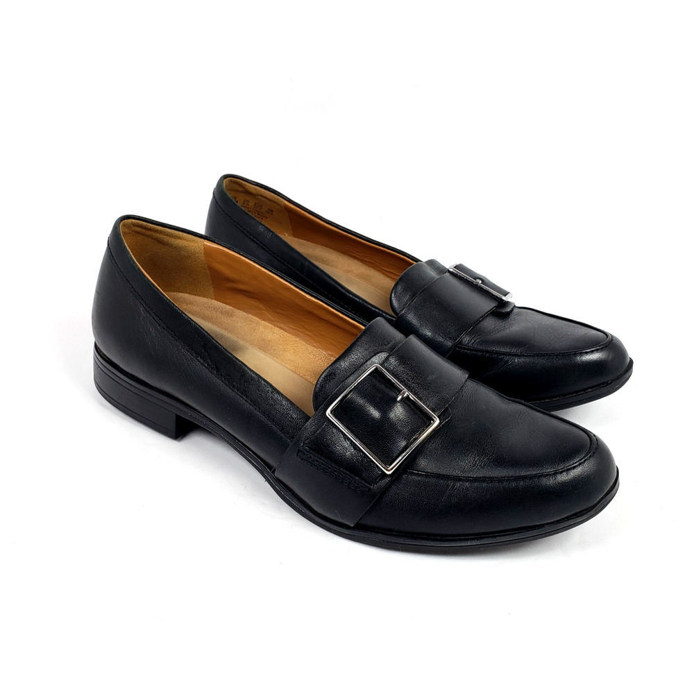 Naturalizer Melanie Womens Size 7.5 Black Leather Slip On Formal Loafer Shoes